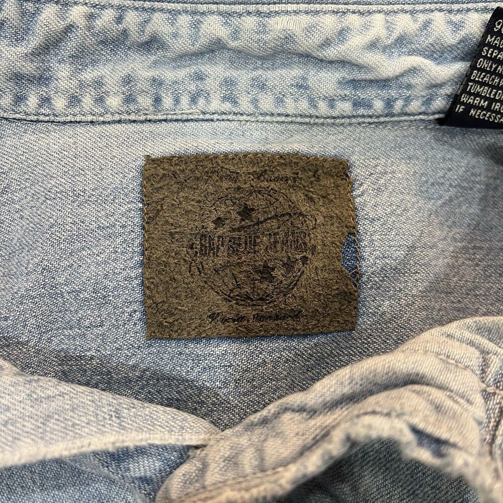 Vintage GAP Blue Jeans Light Wash Denim Button Down Shirt Size Large Cotton - Picture 6 of 9